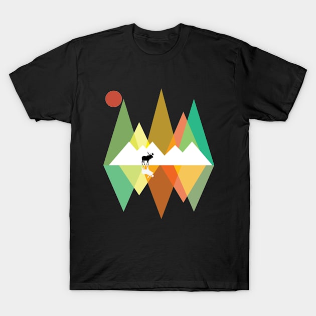 Moose - Moose In The Mountains T-Shirt by Kudostees